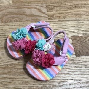 Baby Girls Floral Sandals Flip Flops Pink Blue 3